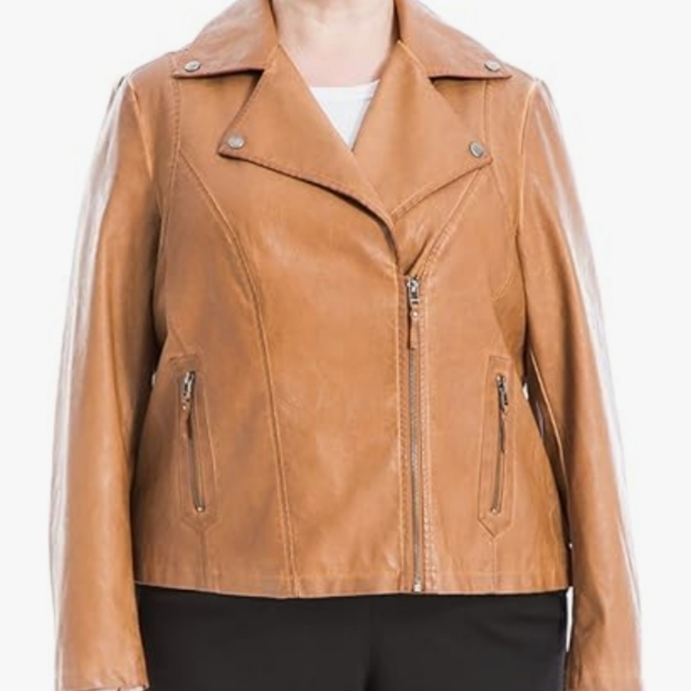 Max Studio Women's Plus Size Faux Leather Jacket